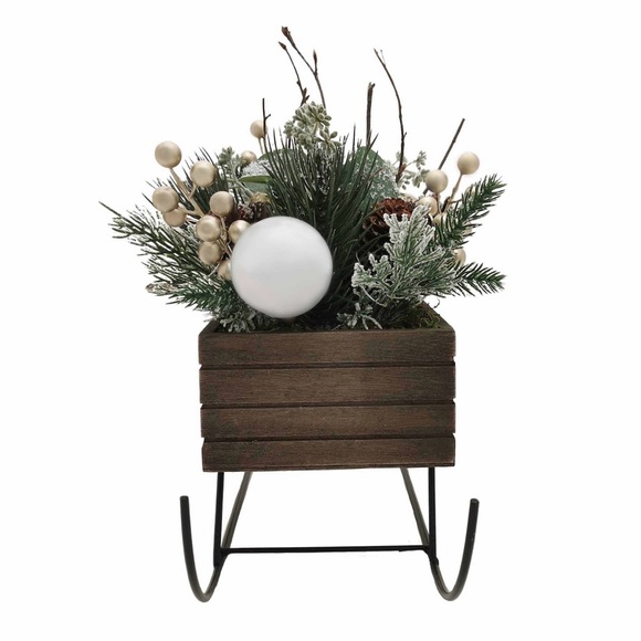 🎉HP🎉 St. Nicholas Square® Wooden Sleigh LED Lit Artificial Floral Arrangement - Picture 4 of 6